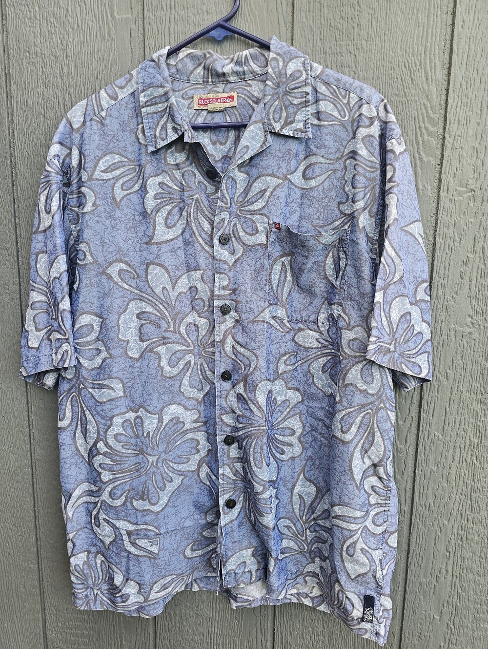 Quicksilver Men's Blue Aloha Button Up, Size L